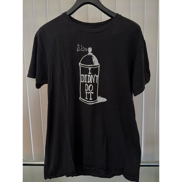 Men’s OBEY Ban Can “I Didn’t Do IT” Black Graphic Shirt Size Large - Picture 1 of 4